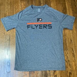 Men’s Medium Philadelphia Flyers T-Shirt Athletic Dry Fit Gray Black Orange NHL